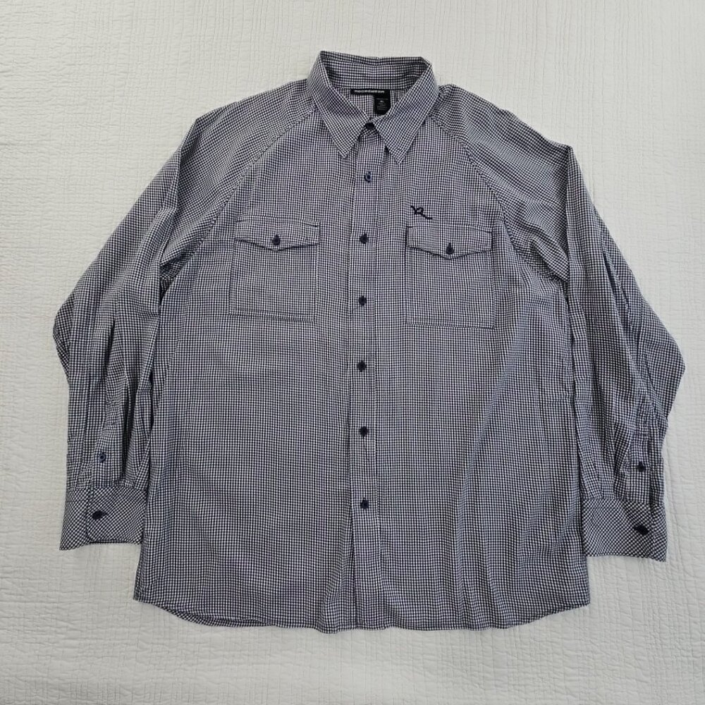 Rocawear Houndstooth Lightweight Flannel Shirt Men's XL Black Long Sleeve EUC LN